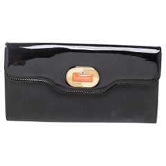 Bvlgari Black Leather and Patent Leather Flap Wallet