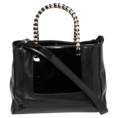 Bvlgari Black Leather and Patent Leather Serpenti Scaglie Tote