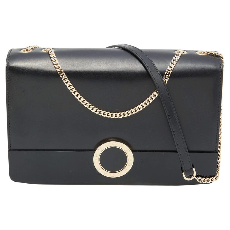 Bvlgari Black Leather and Perspex Medium Flap Crossbody Bag at 1stDibs
