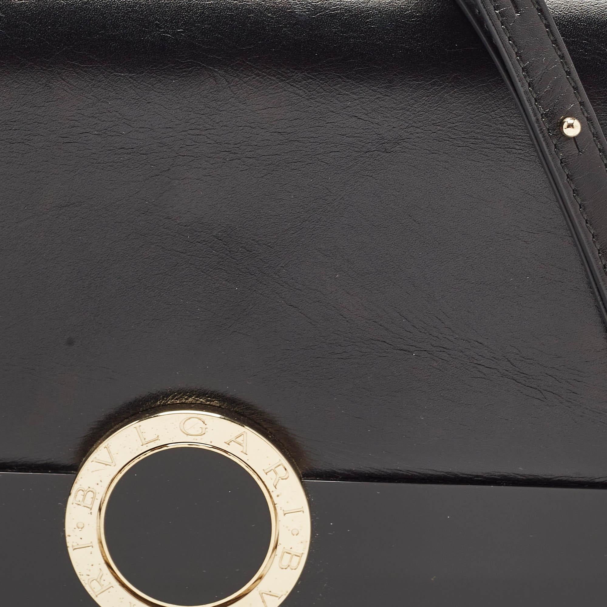 Bvlgari Black Leather and Perspex Small Flap Cover Shoulder Bag 10