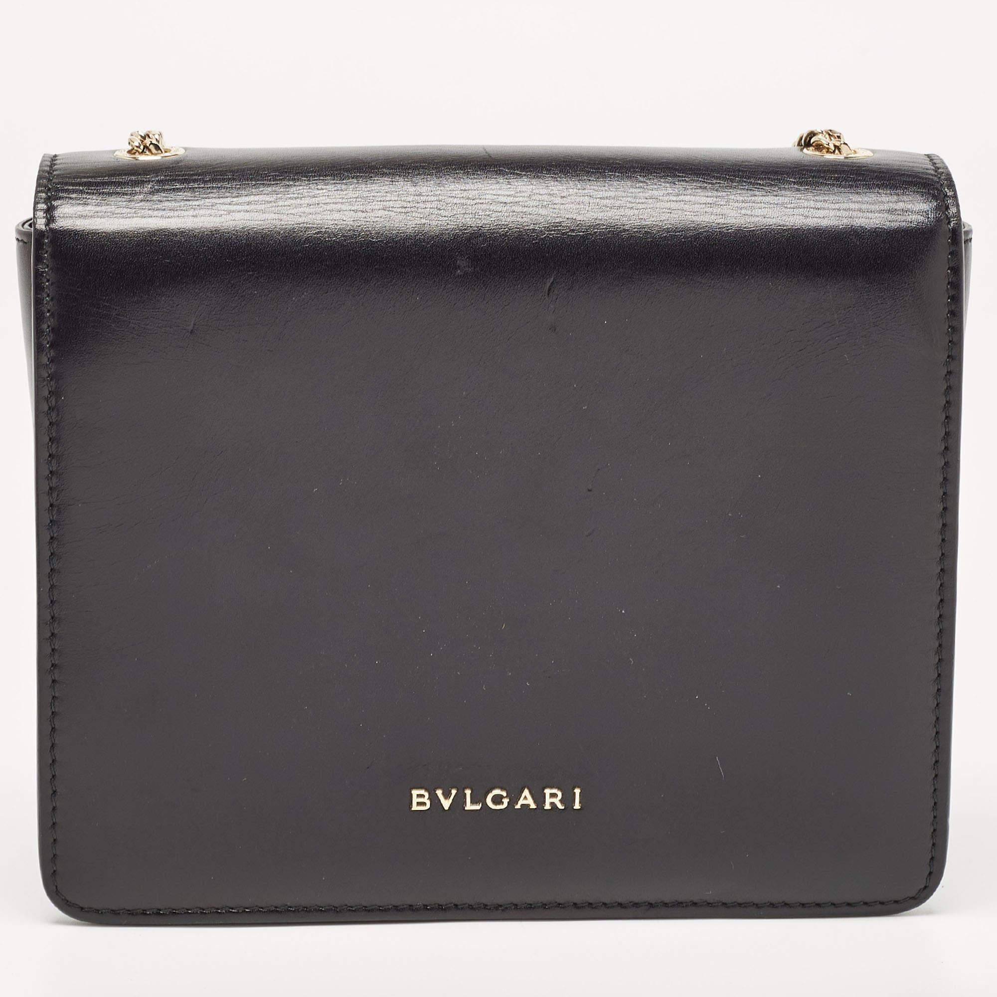 Bvlgari Black Leather and Perspex Small Flap Cover Shoulder Bag 11