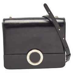 Bvlgari Black Leather and Perspex Small Flap Cover Shoulder Bag