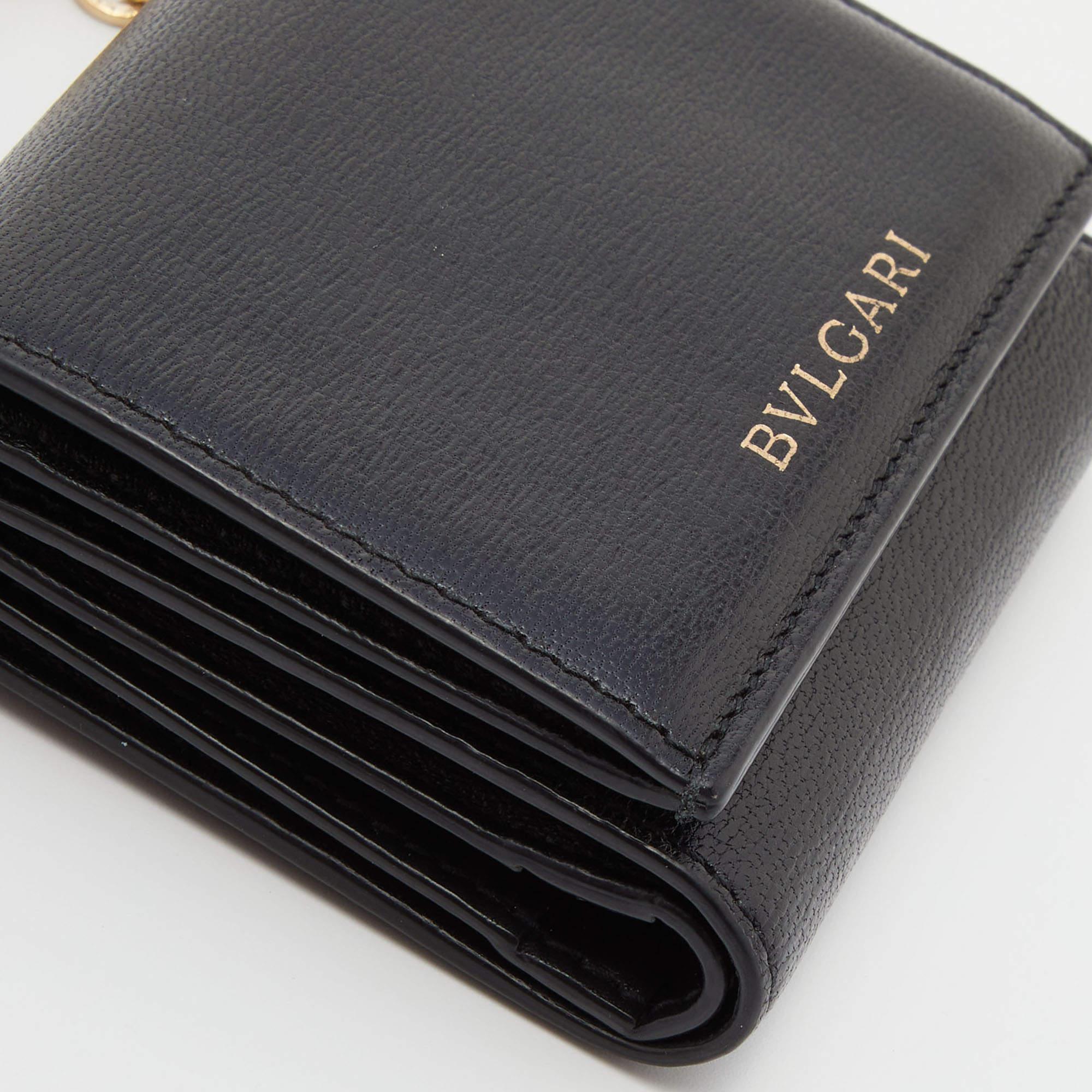 Bvlgari Black Leather B-Zero1 Trifold Wallet 8