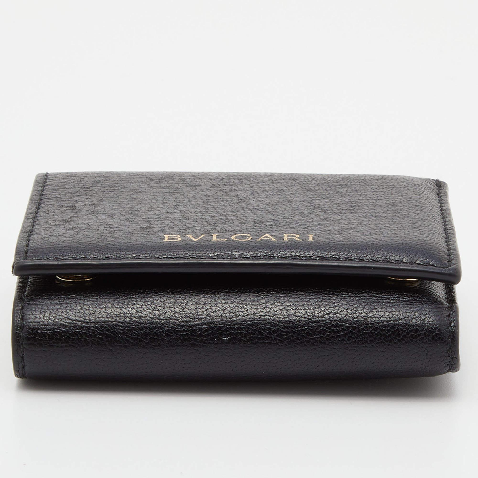 Women's Bvlgari Black Leather B-Zero1 Trifold Wallet
