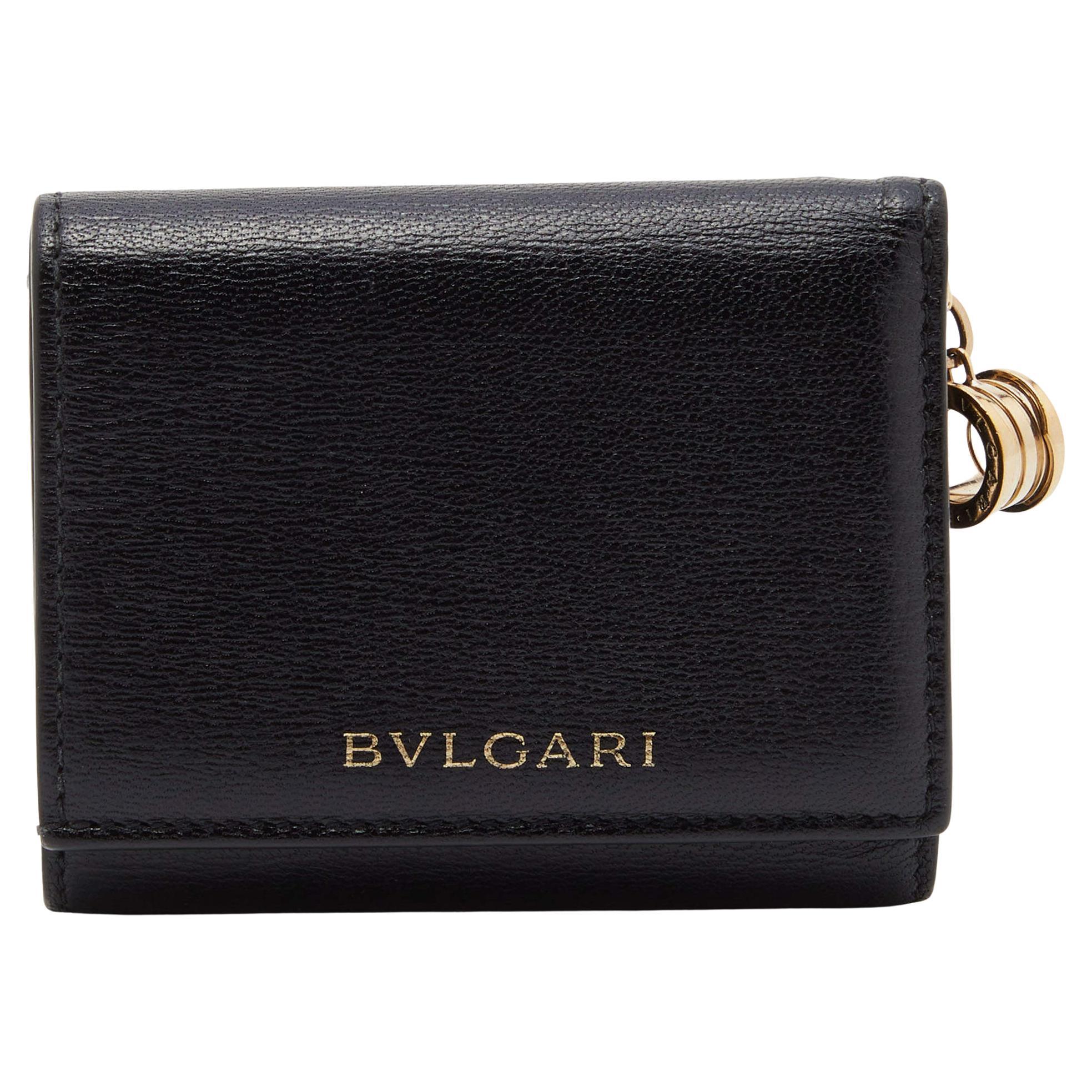 Bvlgari Black Leather B-Zero1 Trifold Wallet