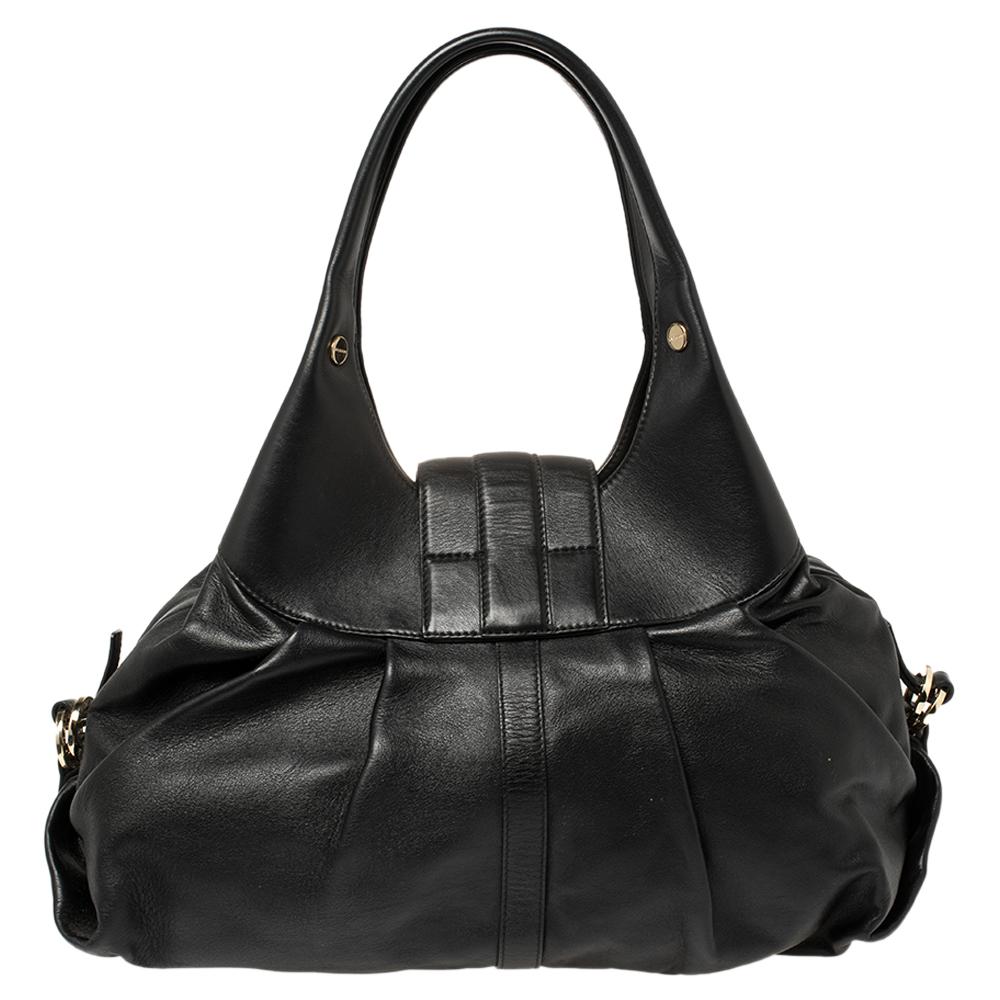 Women's Bvlgari Black Leather Chandra Hobo