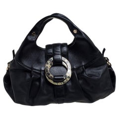 Bvlgari Black Leather Chandra Satchel