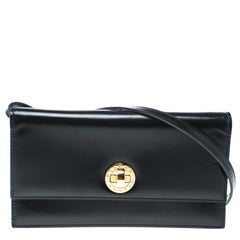 Used Bvlgari Black Leather Clutch Bag