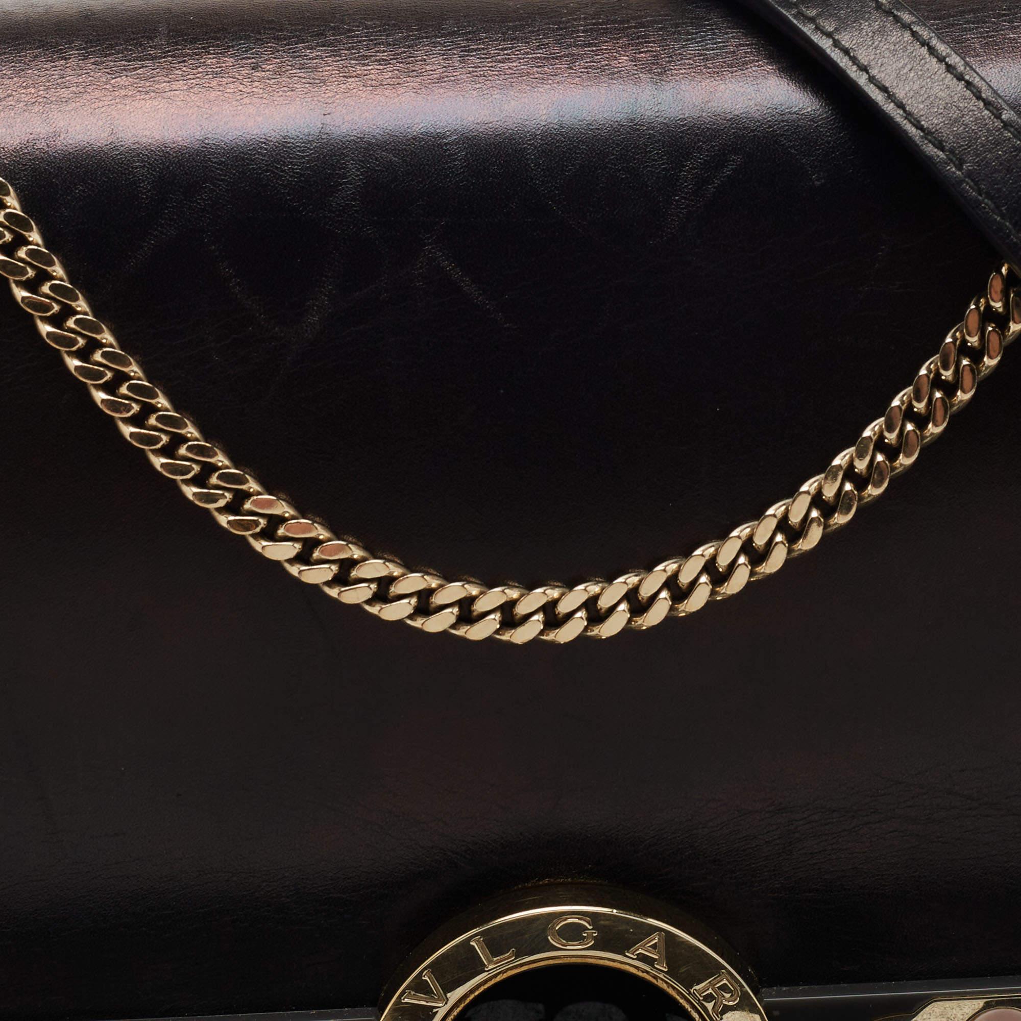 Bvlgari Black Leather Fiore Perspicio Shoulder Bag 12