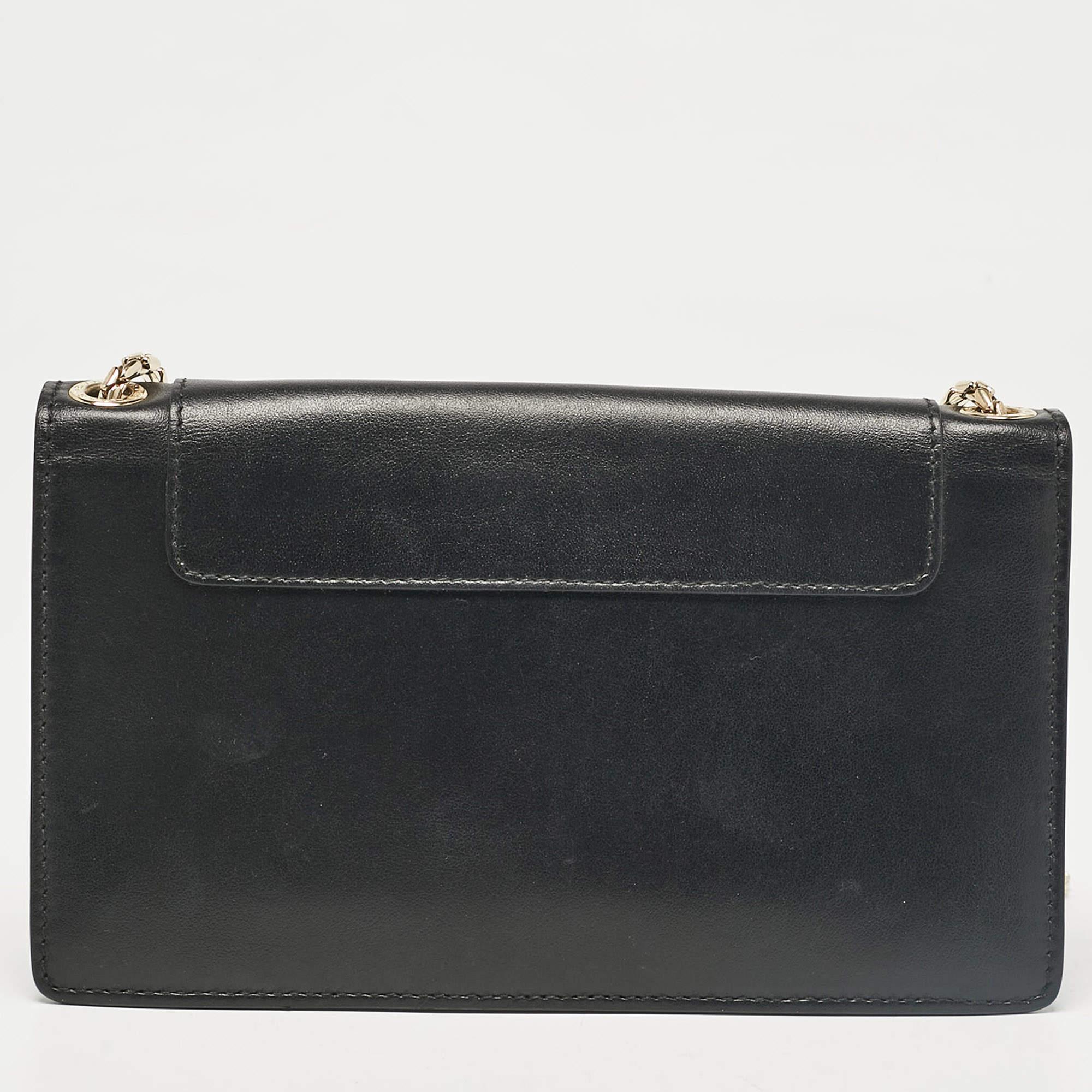 Women's Bvlgari Black Leather Flap Clutch Bag