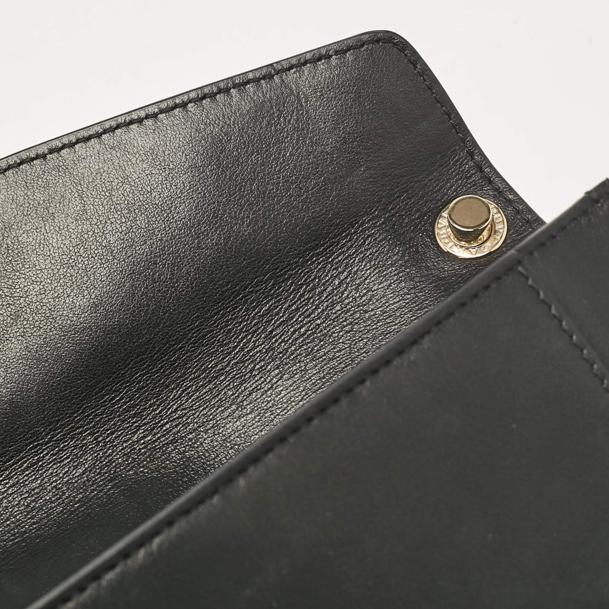 Bvlgari Black Leather Flap Clutch Bag 2