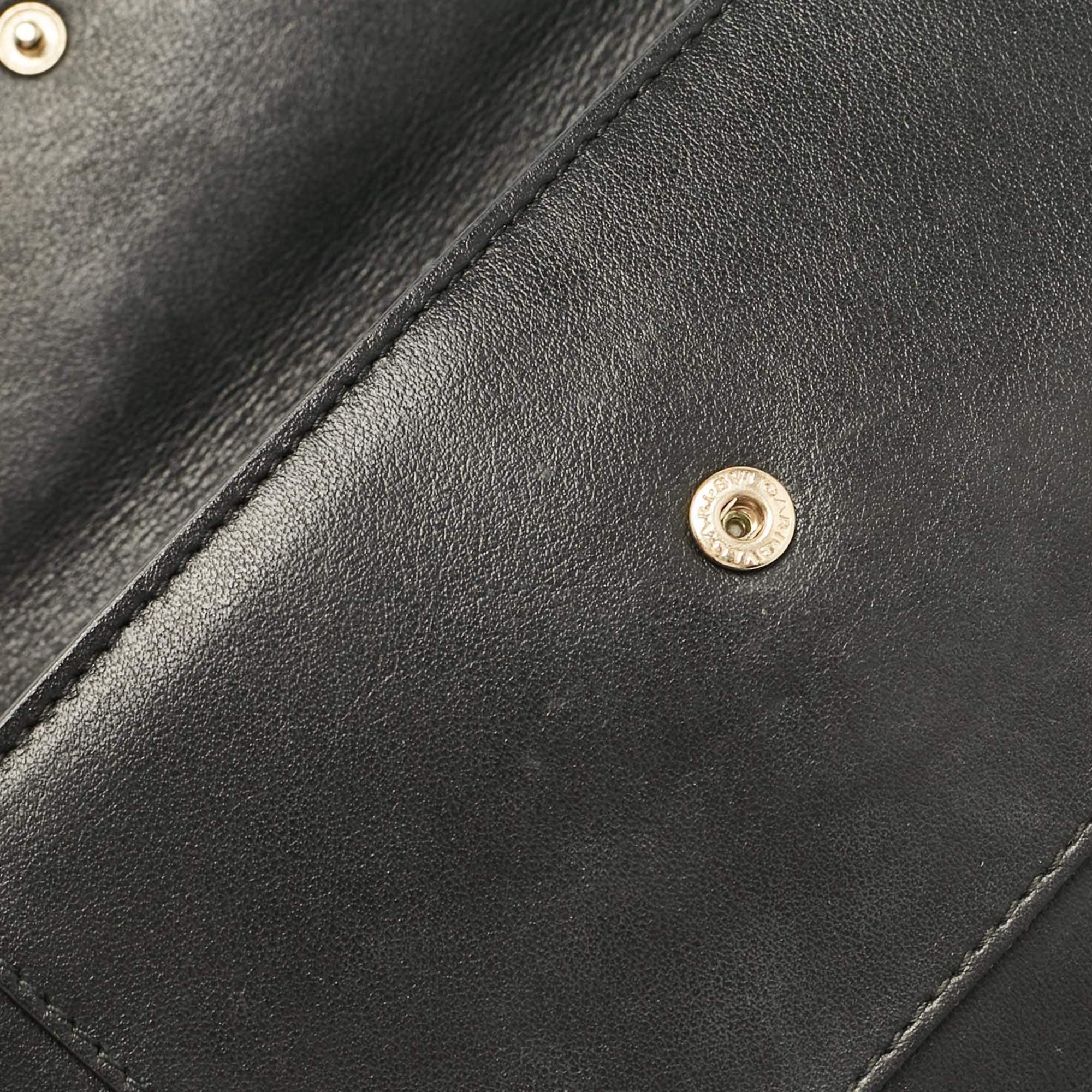 Bvlgari Black Leather Flap Clutch Bag 3
