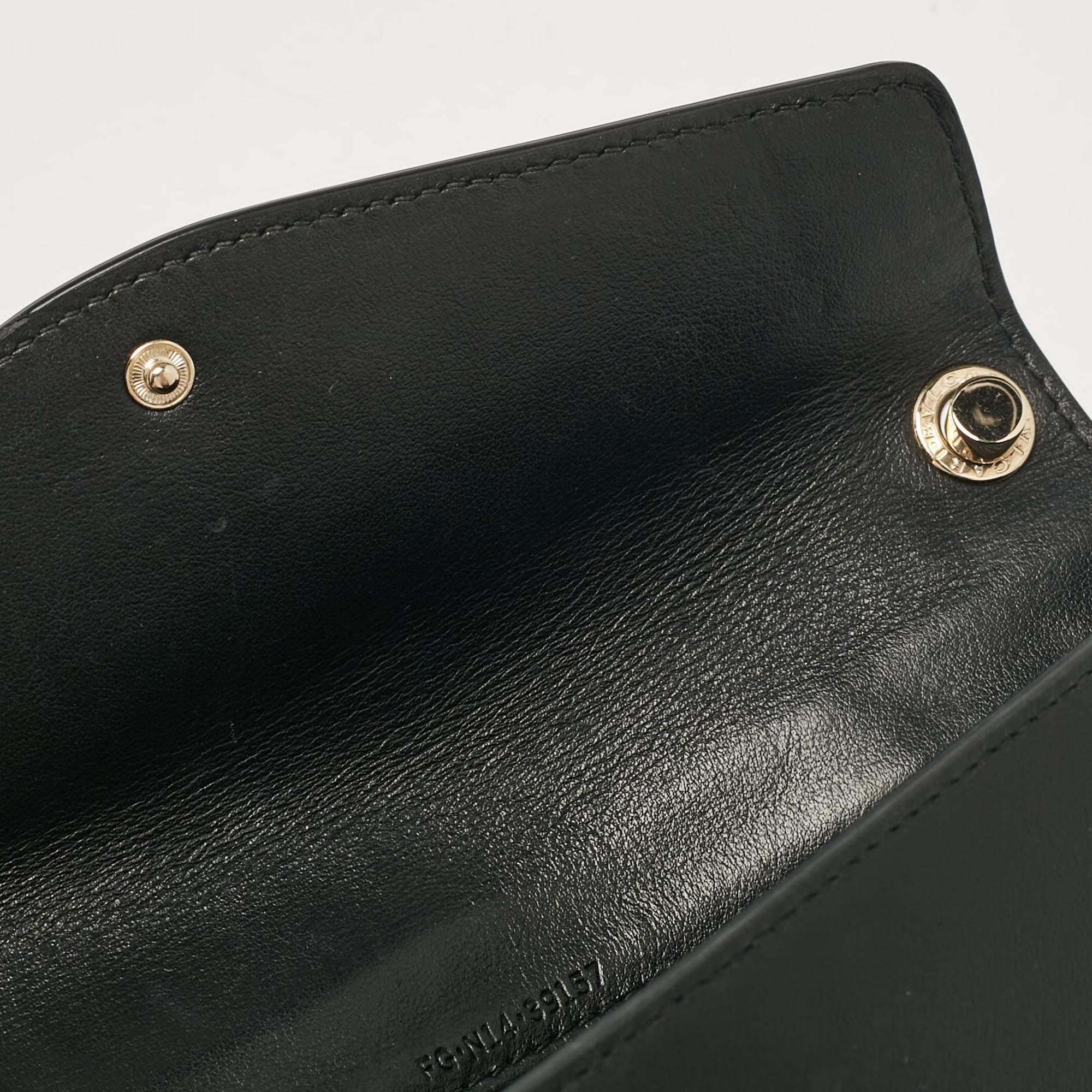 Bvlgari Black Leather Flap Clutch Bag 4