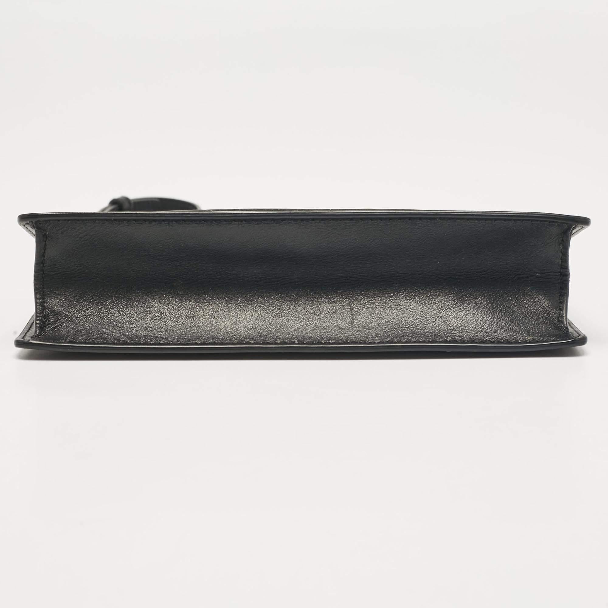 Bvlgari Black Leather Flap Clutch Bag 5