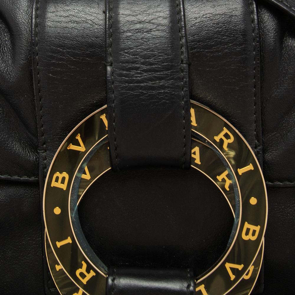 Bvlgari Black Leather Flap Shoulder Bag In Good Condition In Dubai, Al Qouz 2