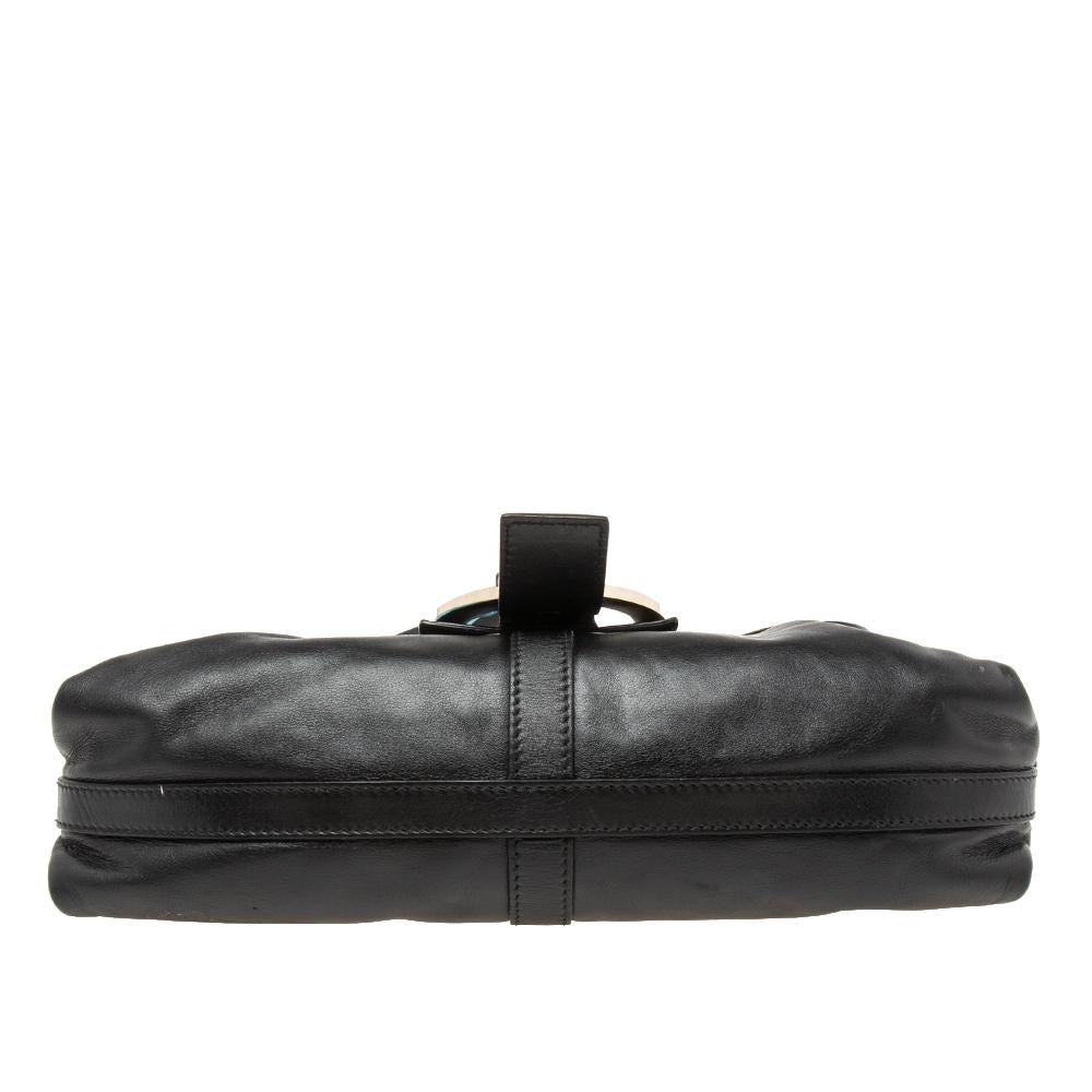 Bvlgari Black Leather Flap Shoulder Bag 1