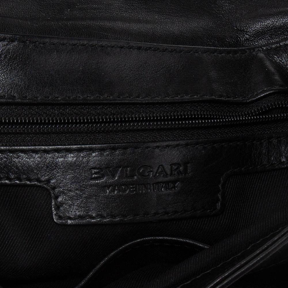 Bvlgari Black Leather Flap Shoulder Bag 5