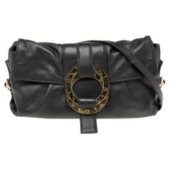 Bvlgari Black Leather Flap Shoulder Bag