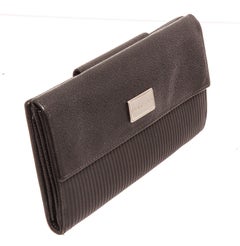 Bvlgari Black Leather Flap Wallet with gold-tone hardware, trim leather