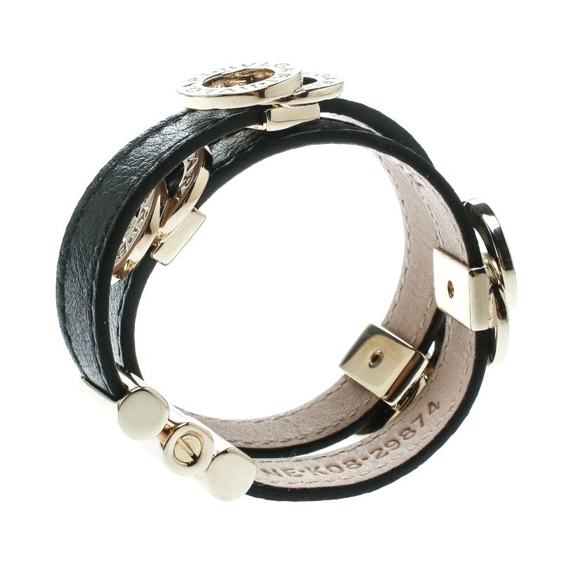 bvlgari black leather bracelet