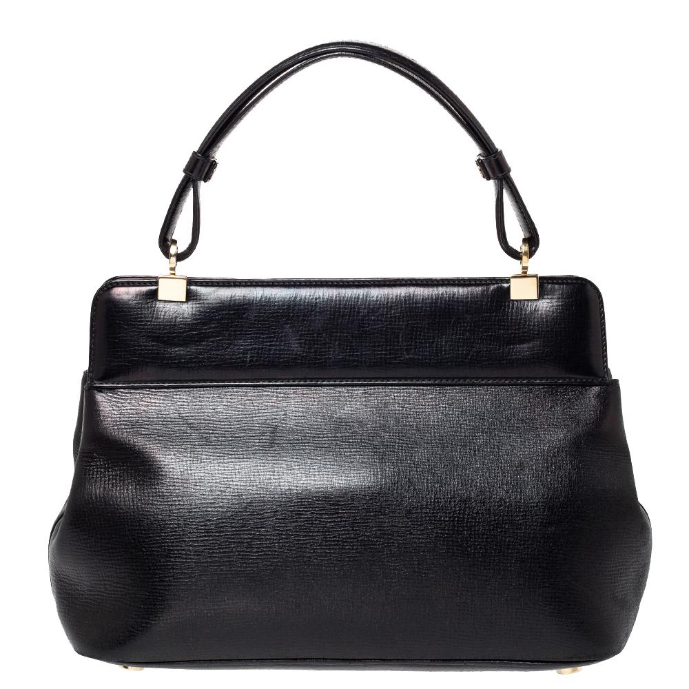 Bvlgari Black Leather Isabella Rossellini Top Handle Bag 3