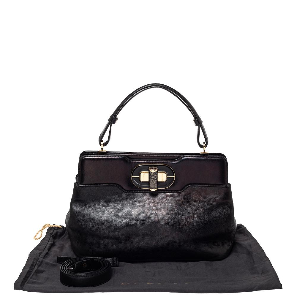 Bvlgari Black Leather Isabella Rossellini Top Handle Bag 5