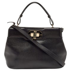 Bvlgari Black Leather Isabella Rossellini Top Handle Bag