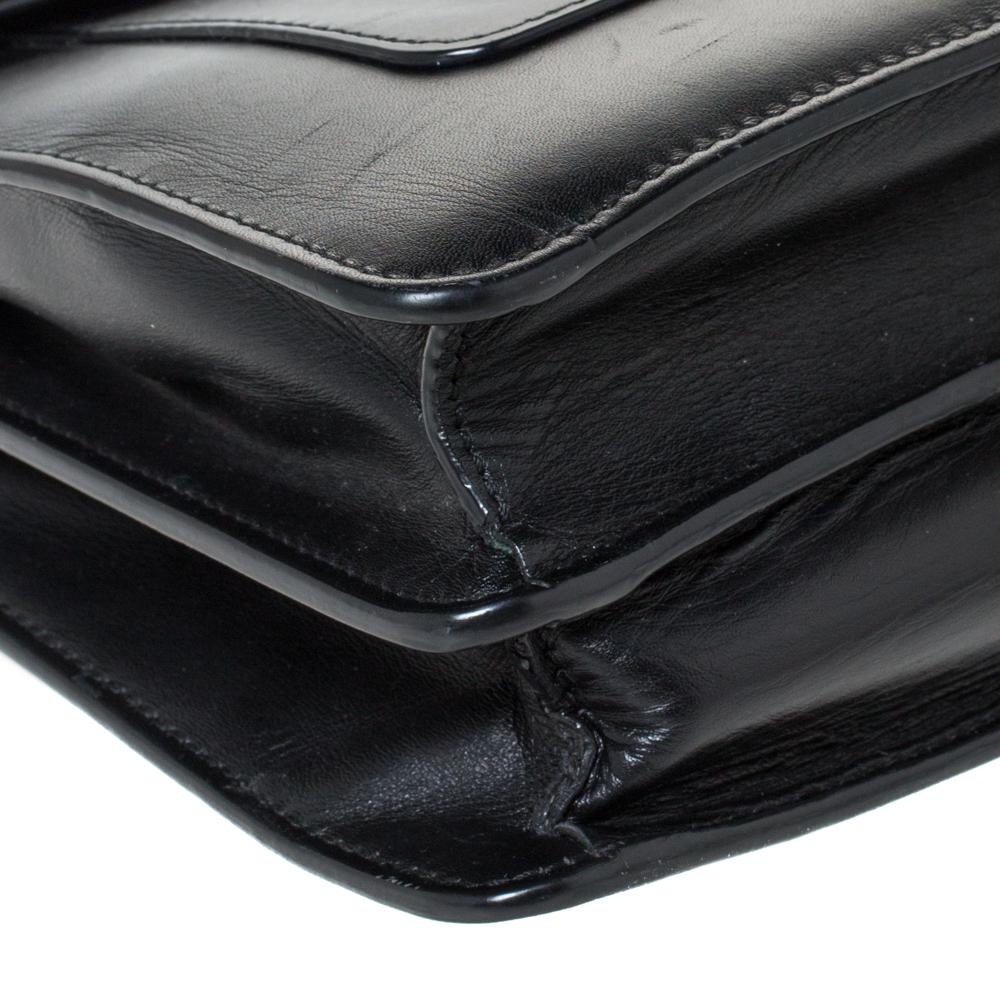 Bvlgari Black Leather Medium Serpenti Forever Flap Shoulder Bag 1