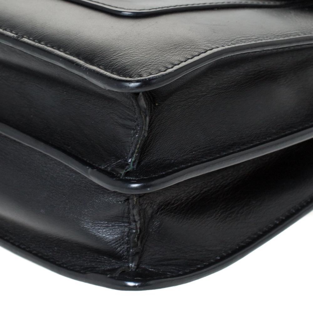 Bvlgari Black Leather Medium Serpenti Forever Flap Shoulder Bag 2