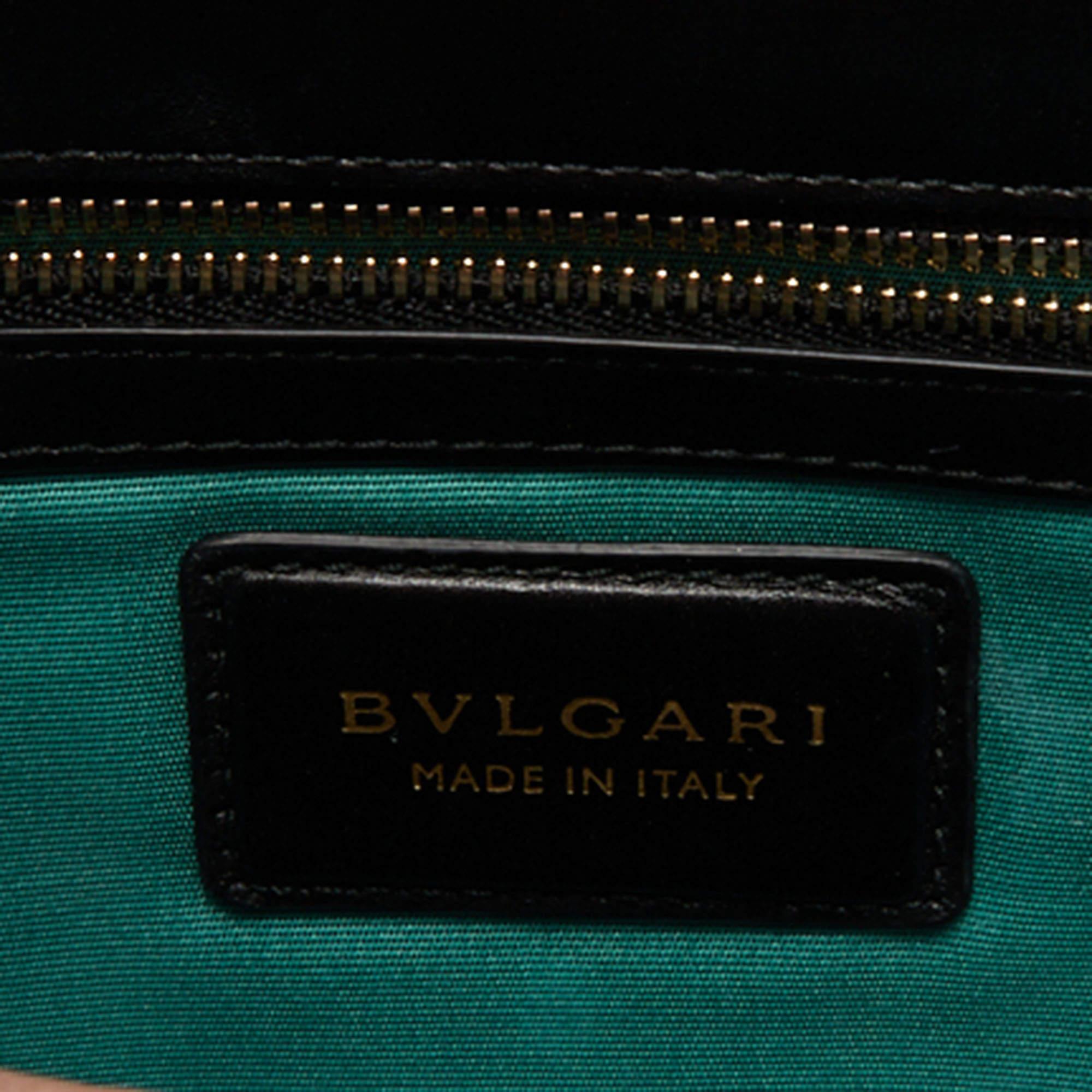 Bvlgari Black Leather Medium Serpenti Forever Flap Shoulder Bag 5