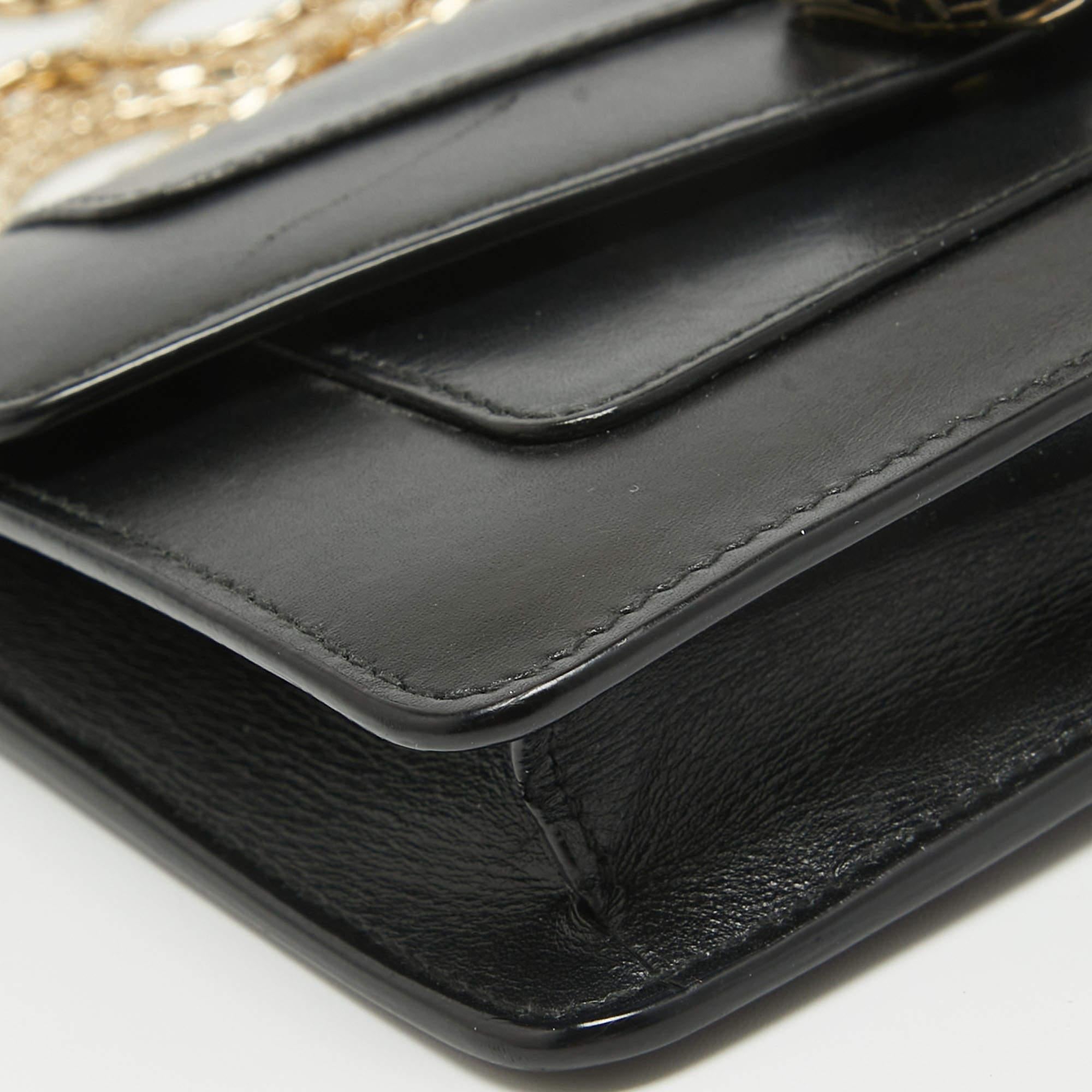 Bvlgari Black Leather Serpenti Forever Wallet on Chain 6