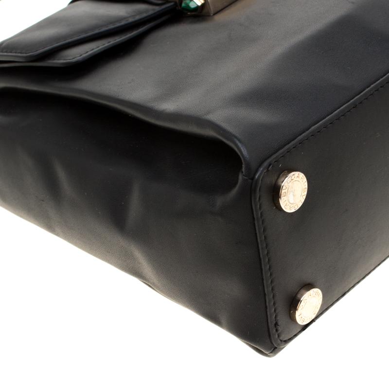 Bvlgari Black Leather Serpenti Viper Top Handle Bag 7
