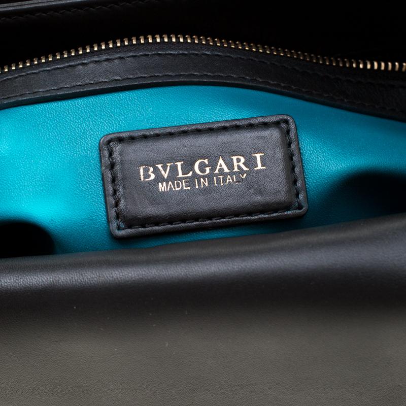 Bvlgari Black Leather Serpenti Viper Top Handle Bag 3