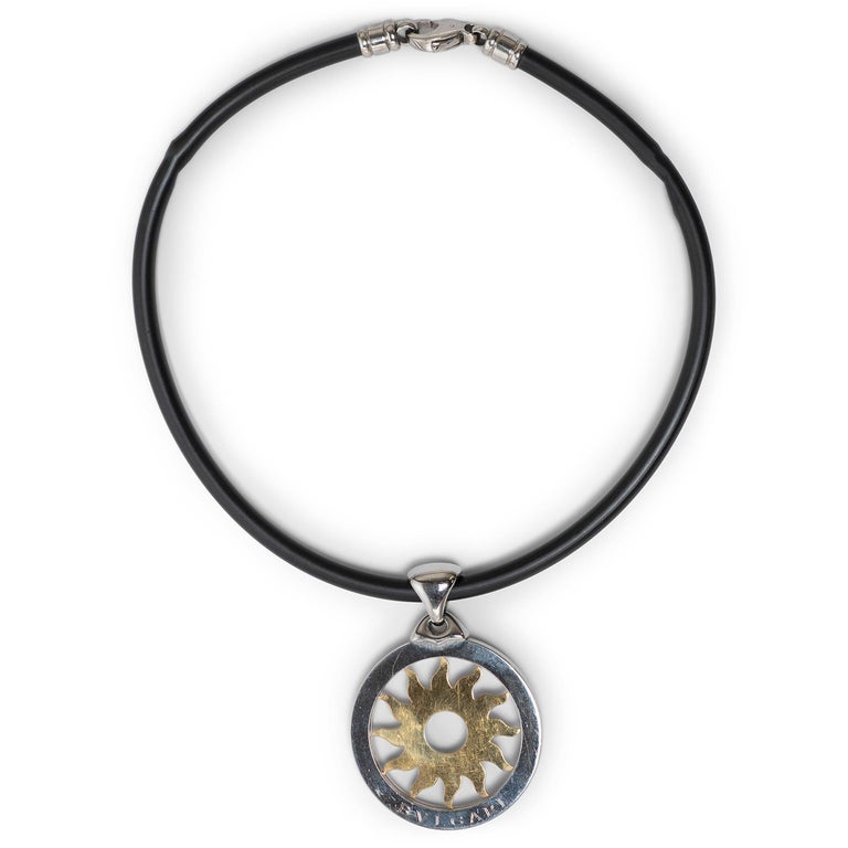 Bvlgari black rubber TONDO SUN Choker Necklace bulgari