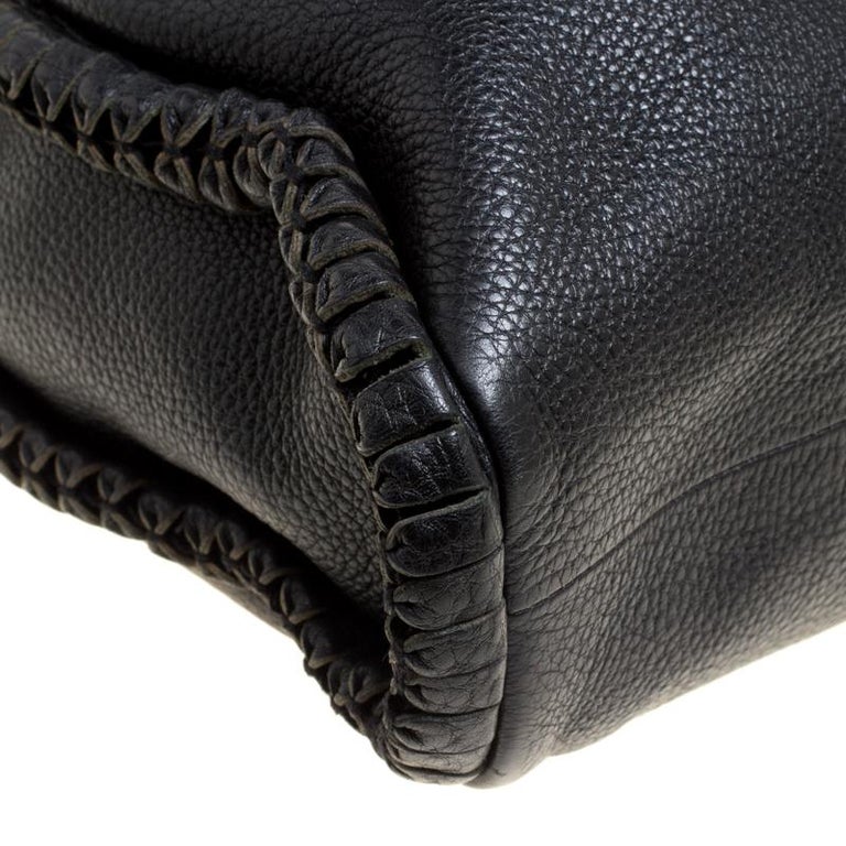 Bvlgari Black Leather Twistino Tina Shopper Tote For Sale at 1stDibs