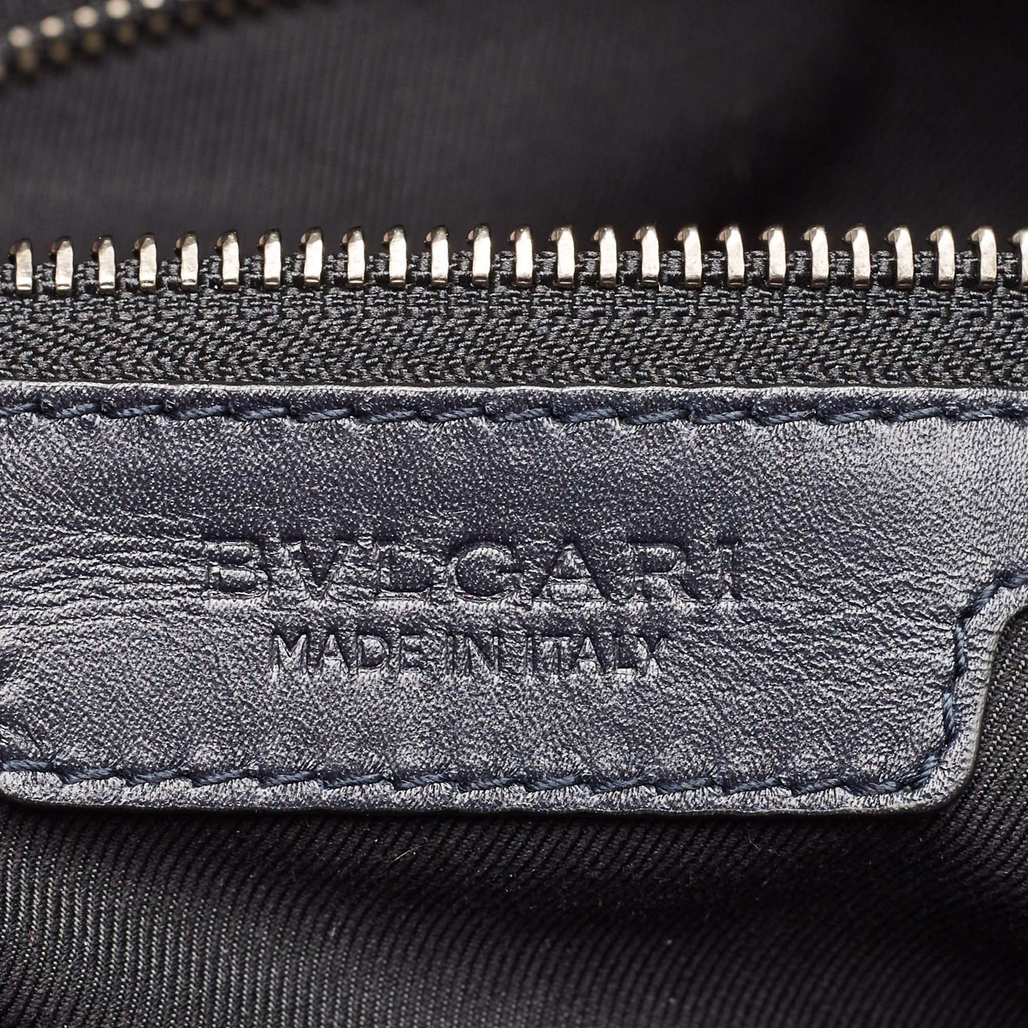 Bvlgari Black Leather Zip Satchel For Sale 2