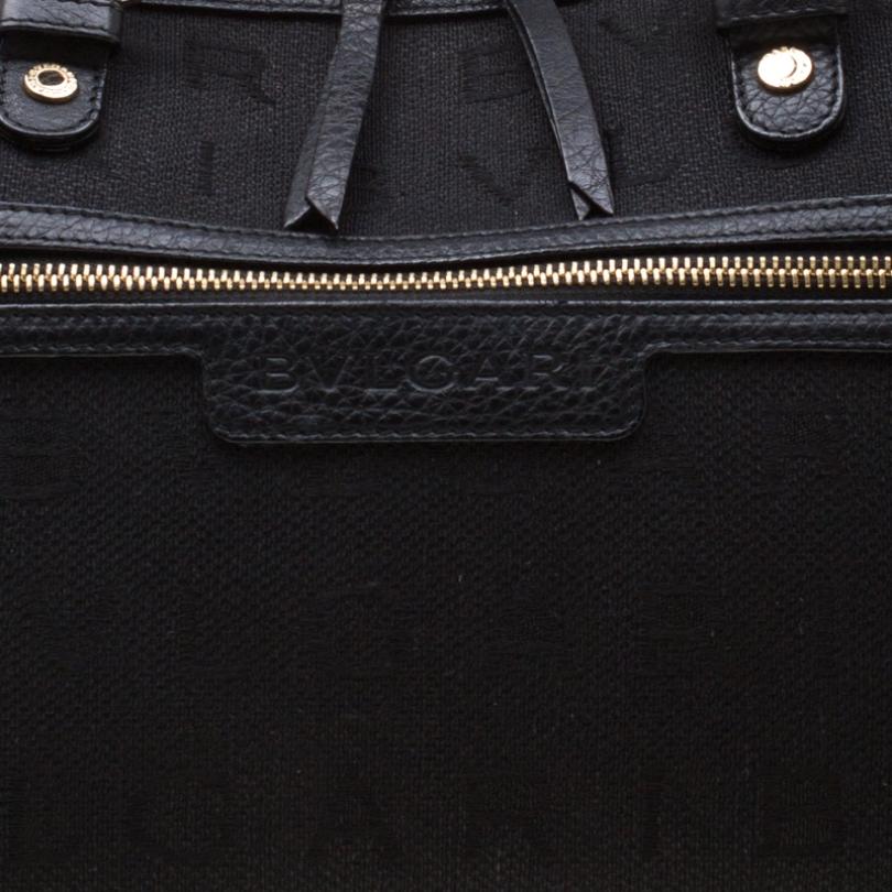 Bvlgari Black Logo Canvas Satchel 2