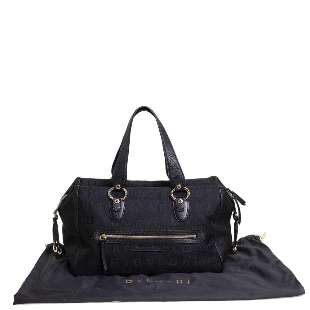 Bvlgari Black Logo Mania Canvas and Leather Boston Duffel Bag 5