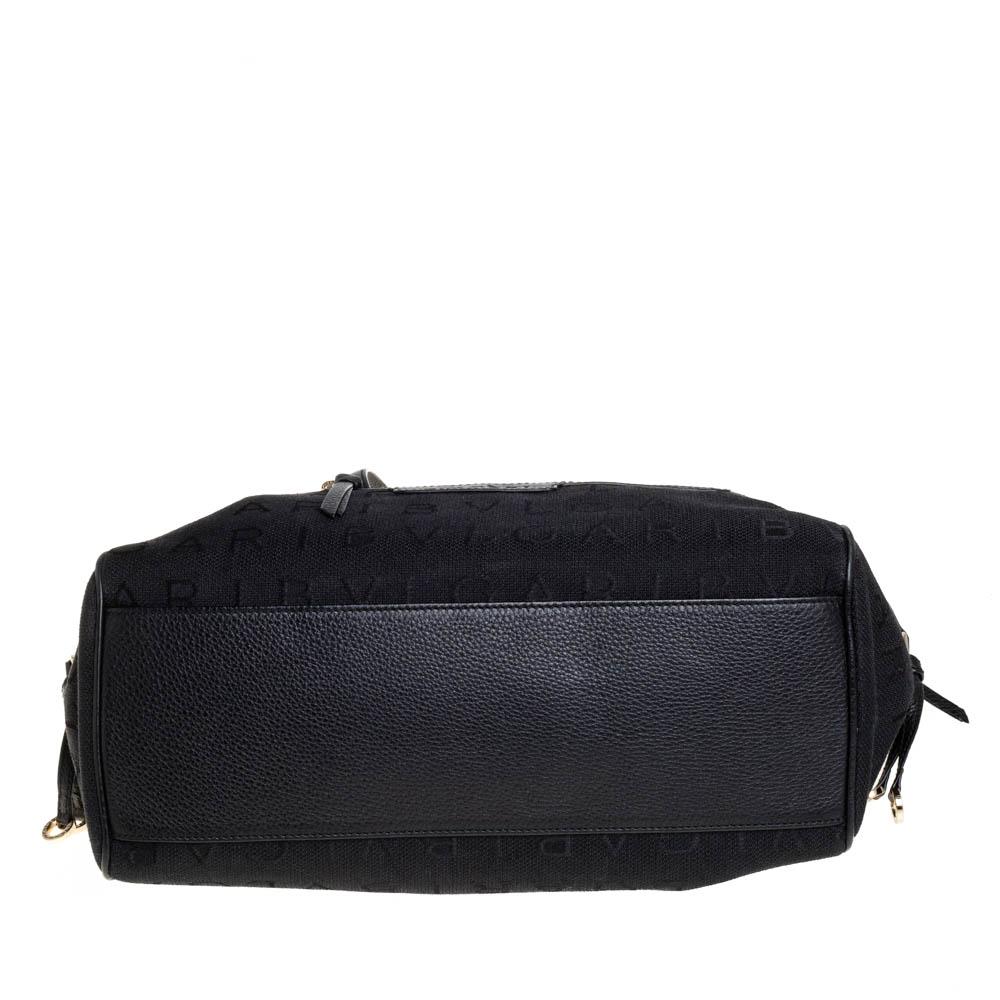 Bvlgari Black Logo Mania Canvas and Leather Boston Duffel Bag 3