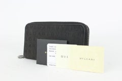 BVLGARI Black Logo Zip Around Wallet Clutch Zippy 244bvl719