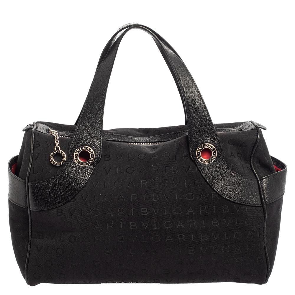 Bvlgari Black Monogram Canvas and Leather Satchel 3