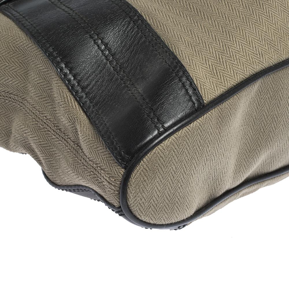Bvlgari Black/Pale Green Fabric and Leather Leoni Shoulder Bag 7
