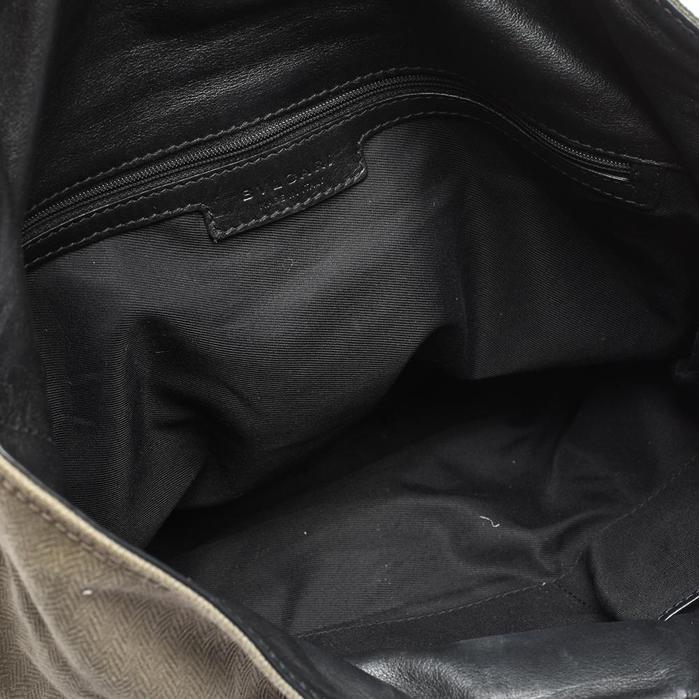 Bvlgari Black/Pale Green Fabric and Leather Leoni Shoulder Bag 4