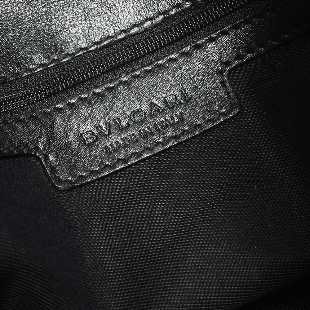 Bvlgari Black/Pale Green Fabric and Leather Leoni Shoulder Bag 5