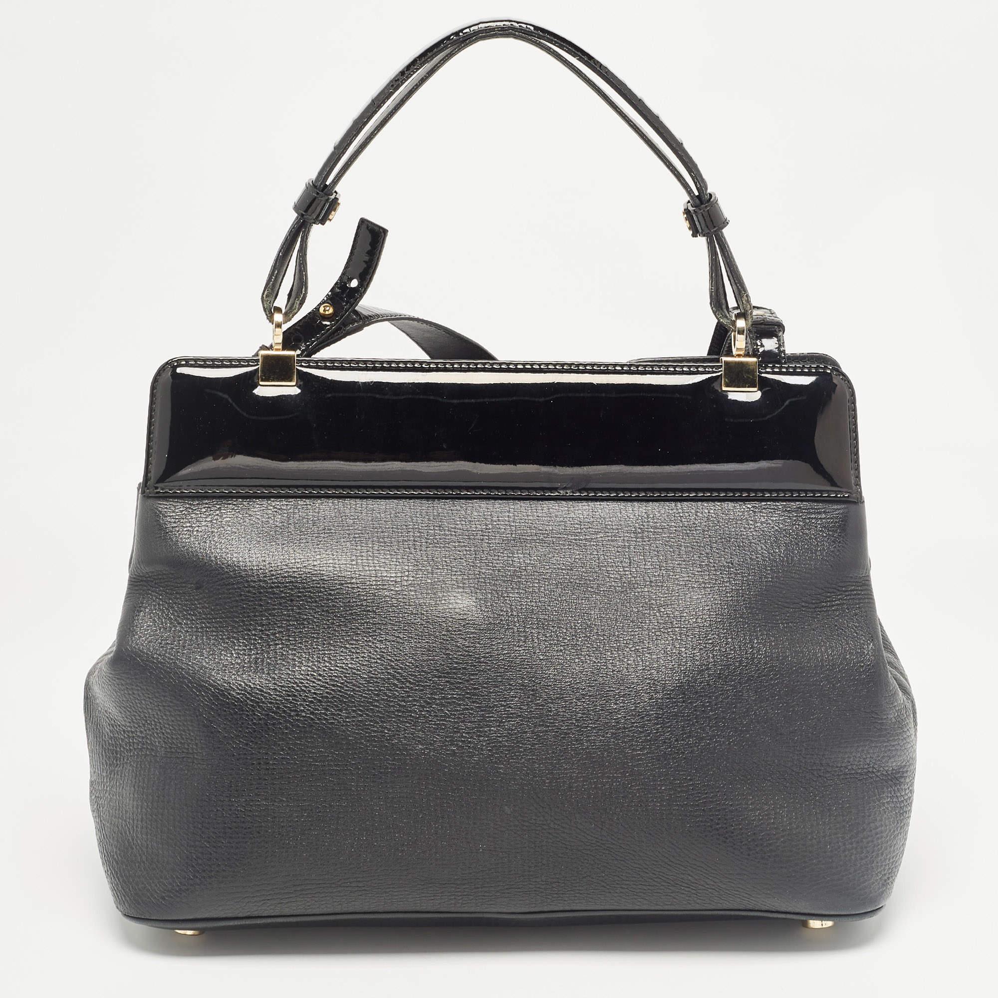 Women's Bvlgari Black Patent and Leather Isabella Rossellini Tote