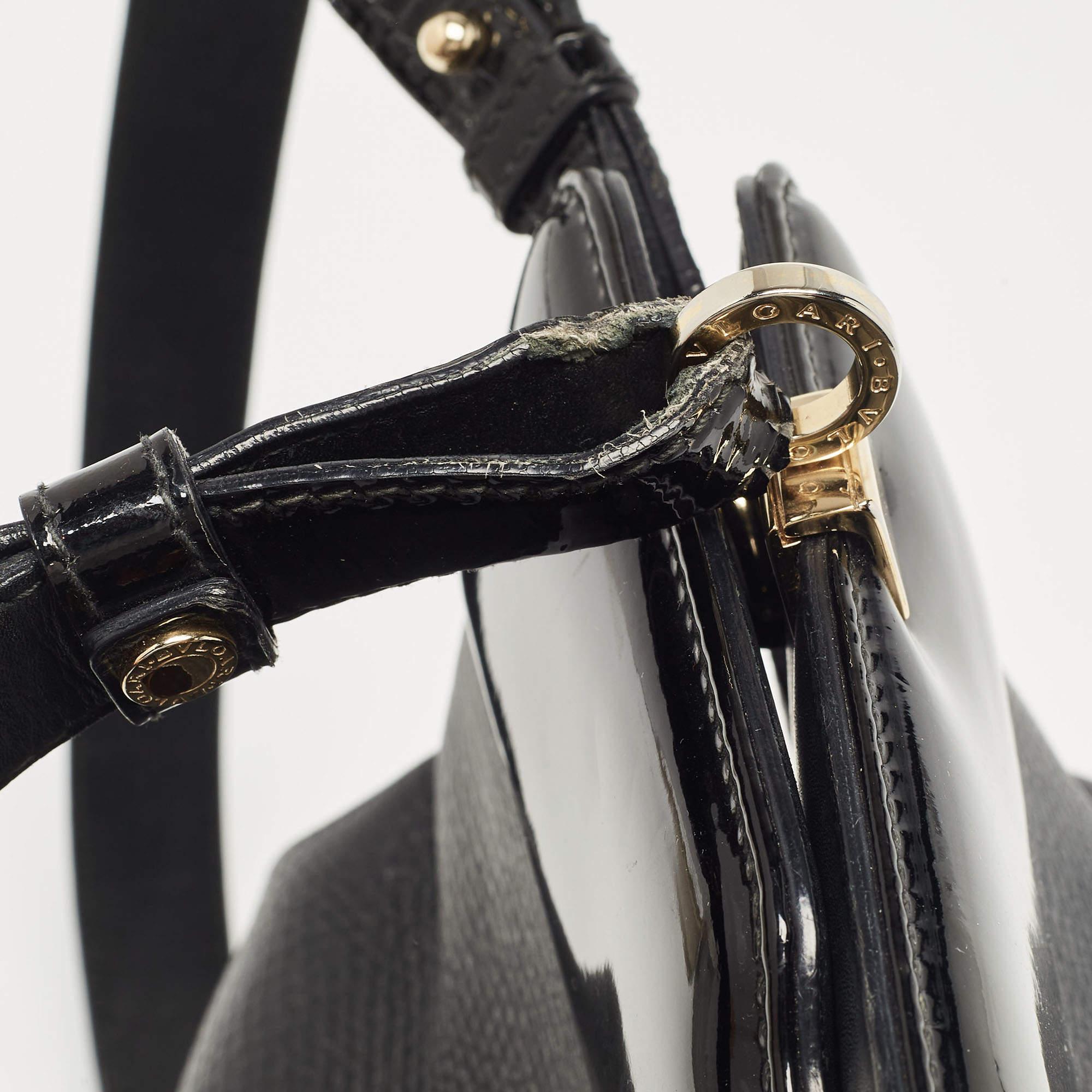 Bvlgari Black Patent and Leather Isabella Rossellini Tote 2