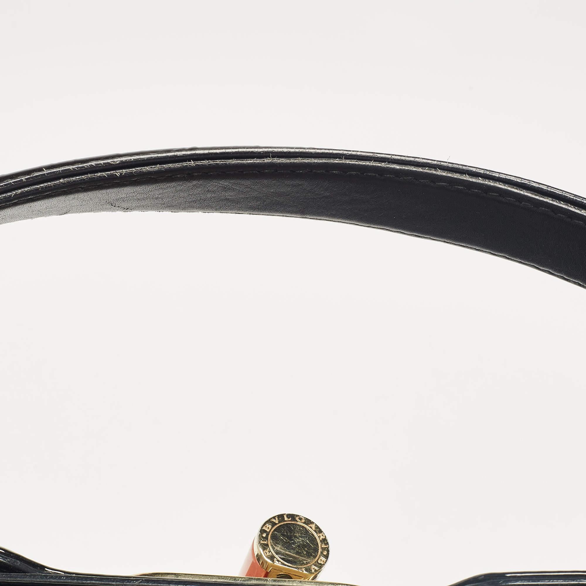 Bvlgari Black Patent and Leather Isabella Rossellini Tote 3