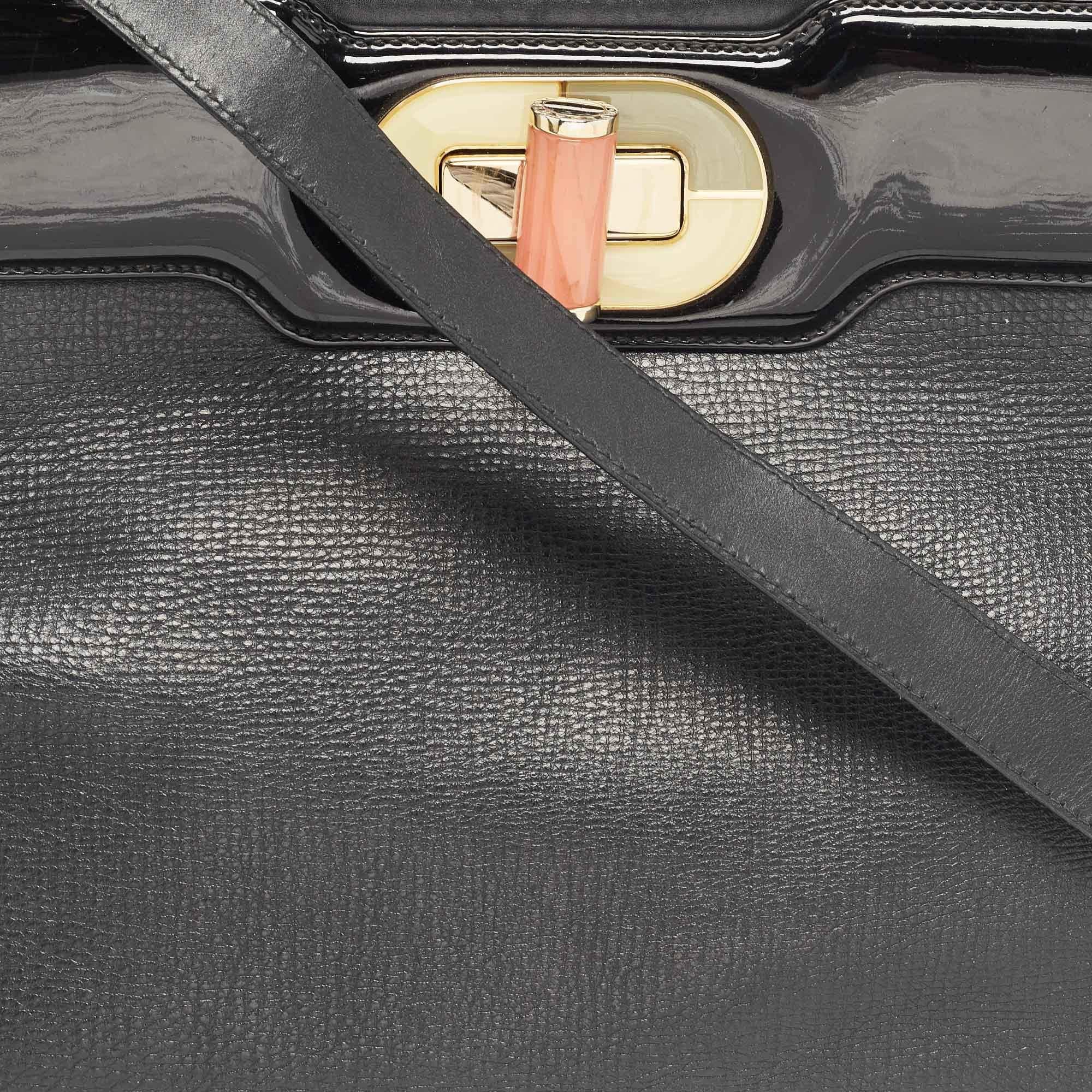 Bvlgari Black Patent and Leather Isabella Rossellini Tote 4