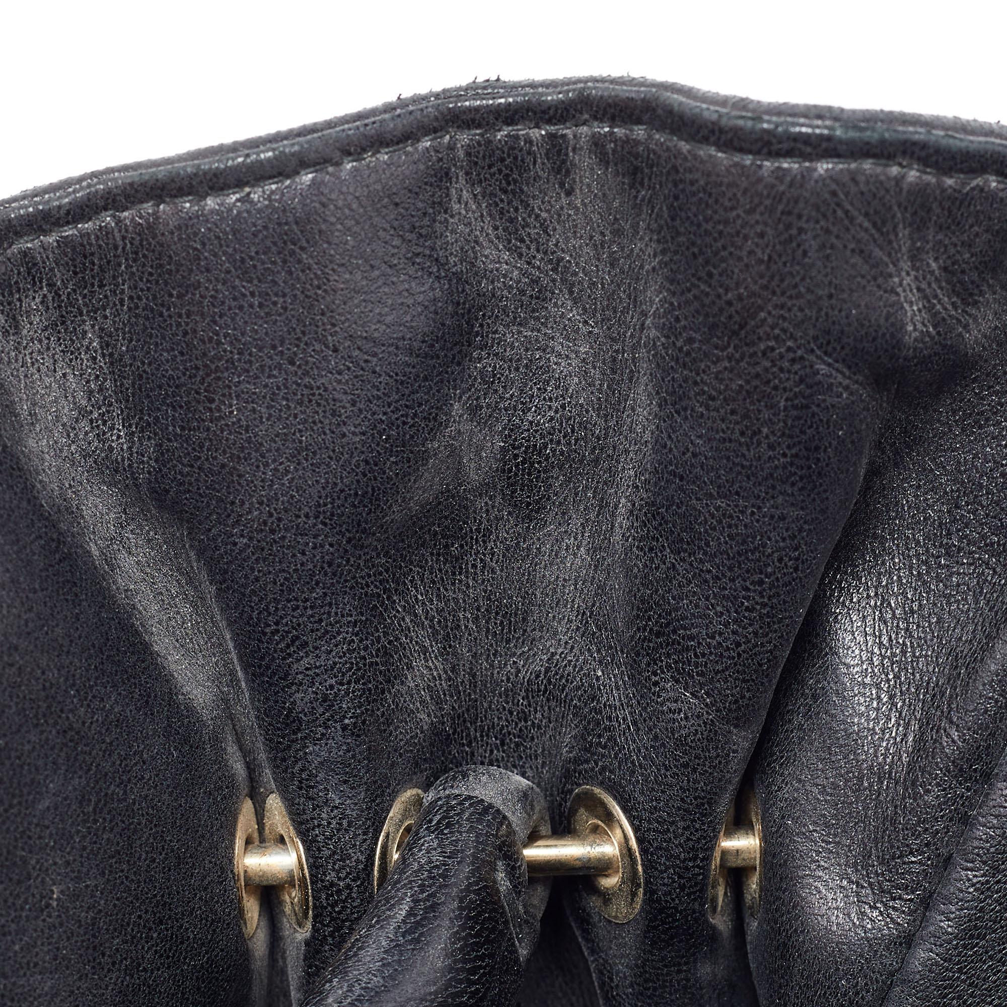 Bvlgari Black Pleated Leather Twistino Tina Shopper Tote 8