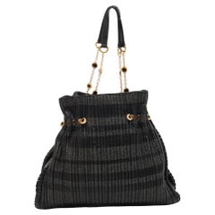 Bvlgari Black Pleated Leather Twistino Tina Shopper Tote